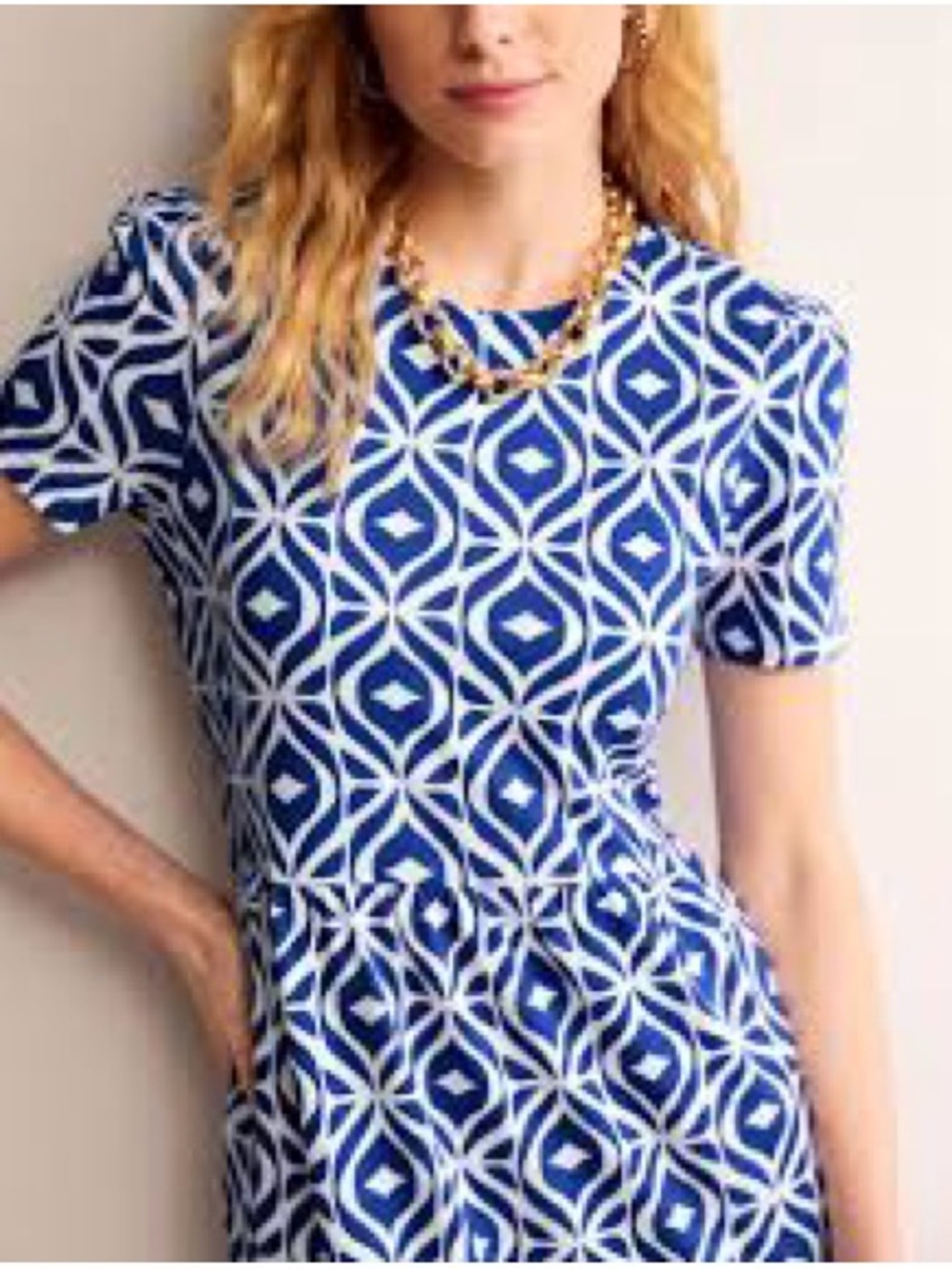 Boden Emma Tiered Jersey Geometric Midi Dress - Picture 5 of 8